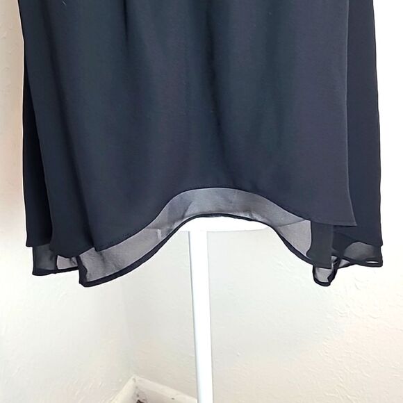 Jennifer Lopez Black Layered Top, Aysemetrical Lace-up Embellishment, Sz Small - Picture 3 of 9